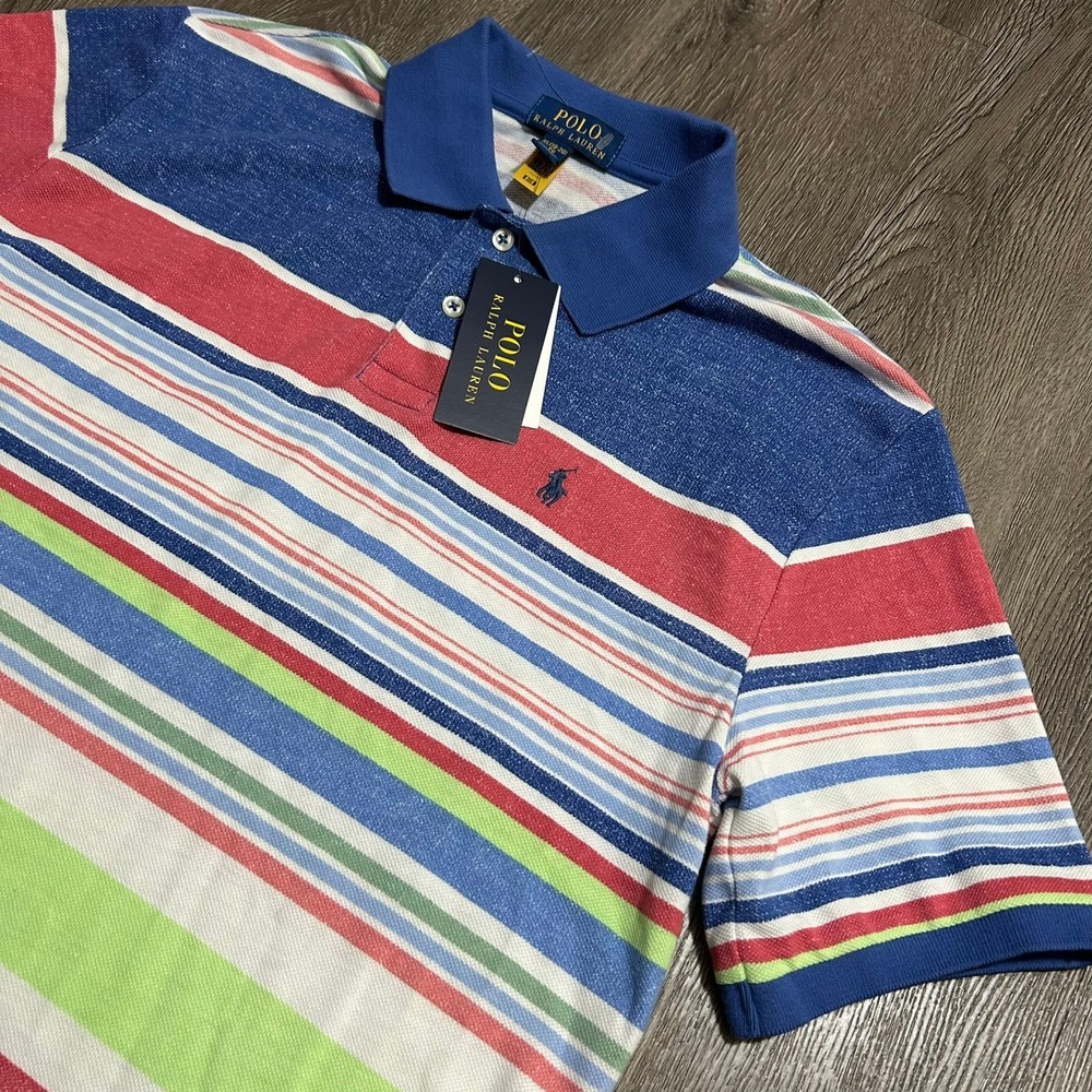 Polo Ralph Lauren Polo Shirt XL 18-20 Striped Kids Cotton Mesh Boys Key West New